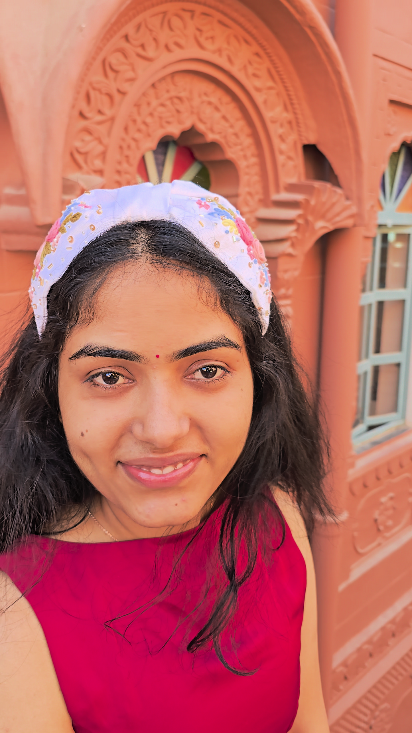 White Floral Hand Embroidered Headband
