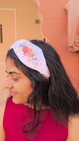 White Floral Hand Embroidered Headband