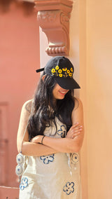 Sunflower Muse Hand Embroidered Cap