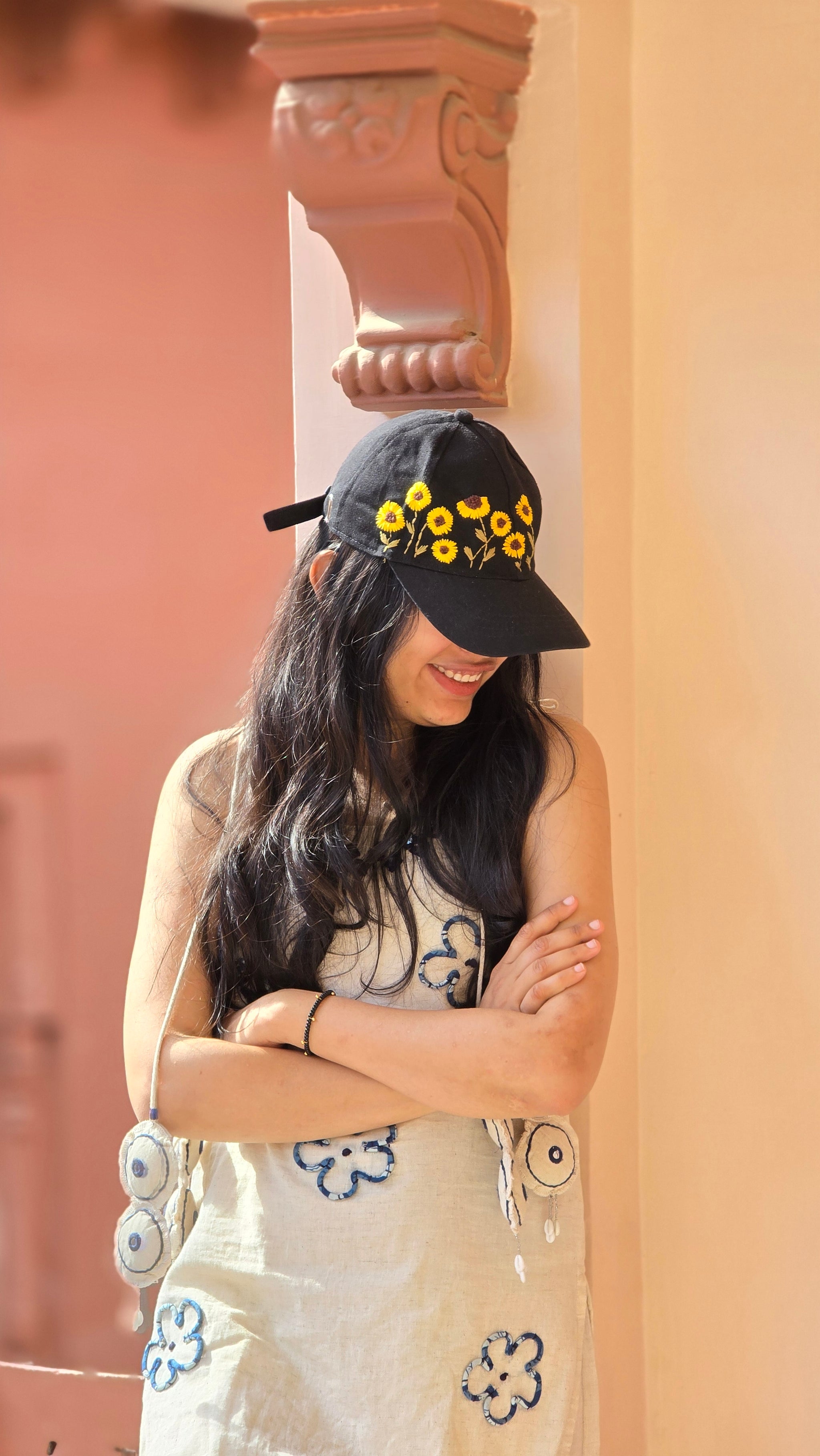 Sunflower Muse Hand Embroidered Cap