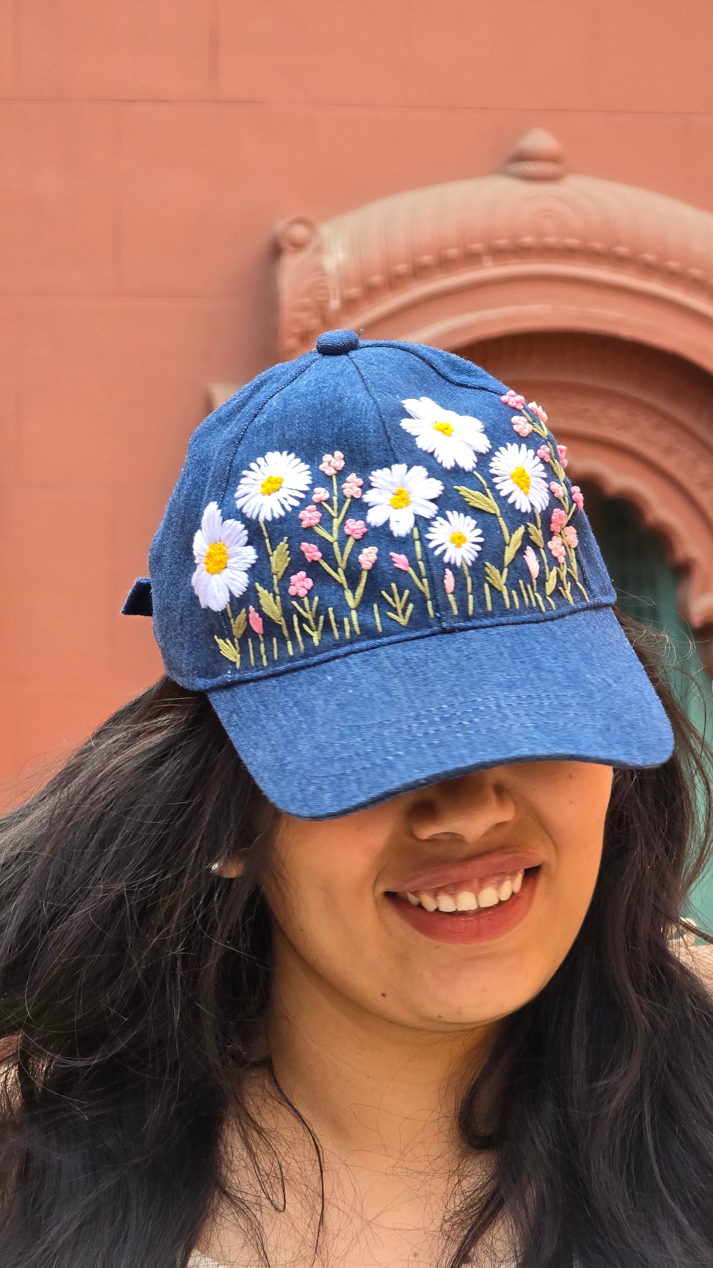 Daisy Meadow Hand Embroidered Cap
