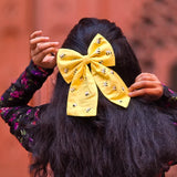 Honey Bee Yellow Hand Embroidered Bow Hair Clip