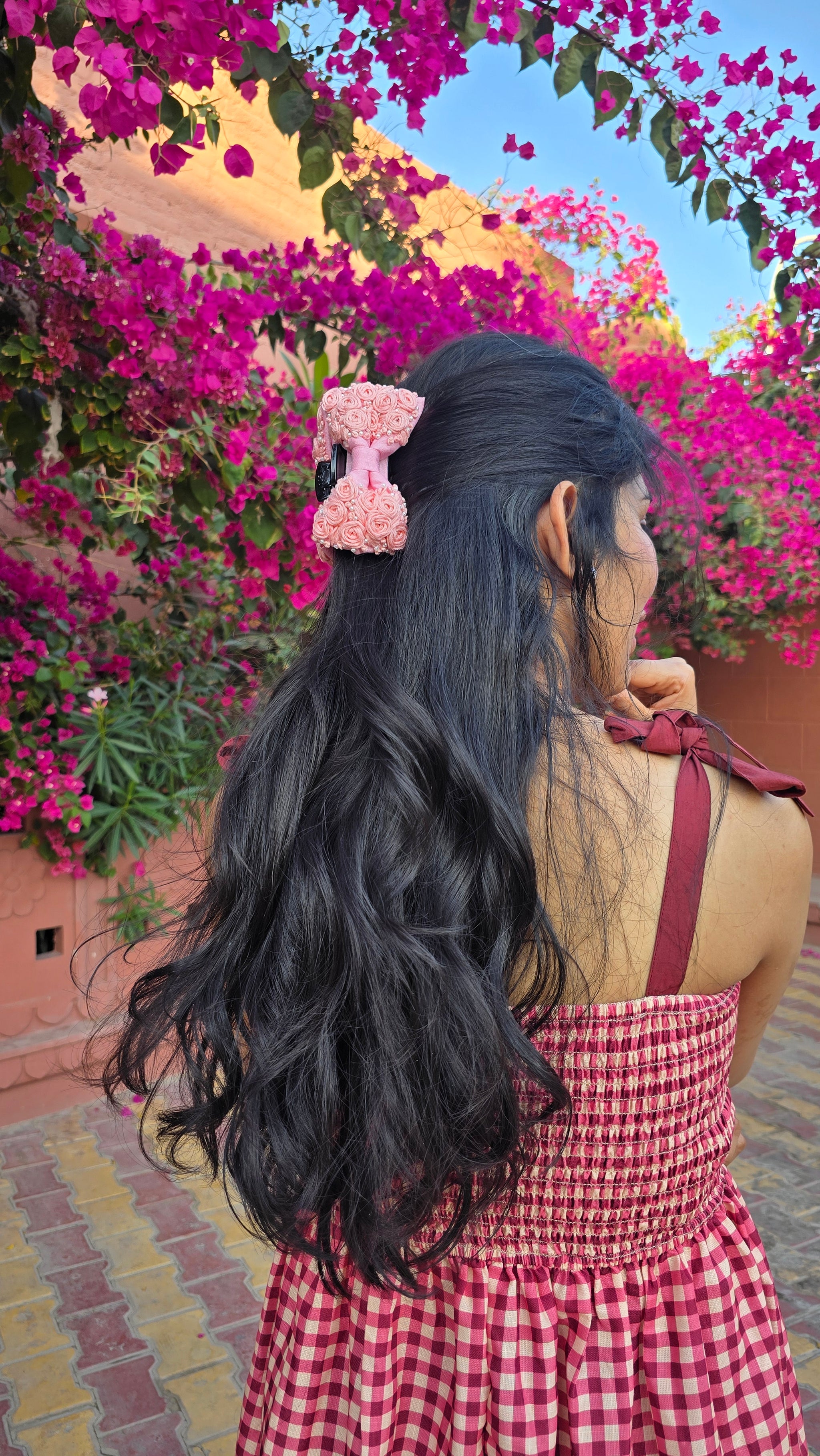 Rosey’s Hand Embroidered Clutcher Bow