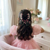 Apsara Black Bow – Hand Embroidered Floral Pearl Hair Bow