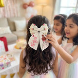 Aaina White Personalized Hand Embroidered Bow Hair Clip