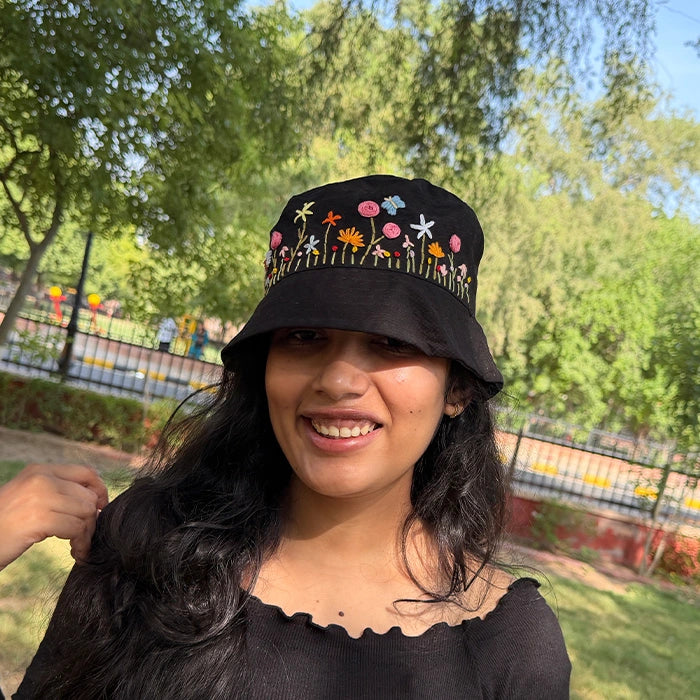 Flower Rebel Bucket Hat | Hand-Embroidered Floral Hat