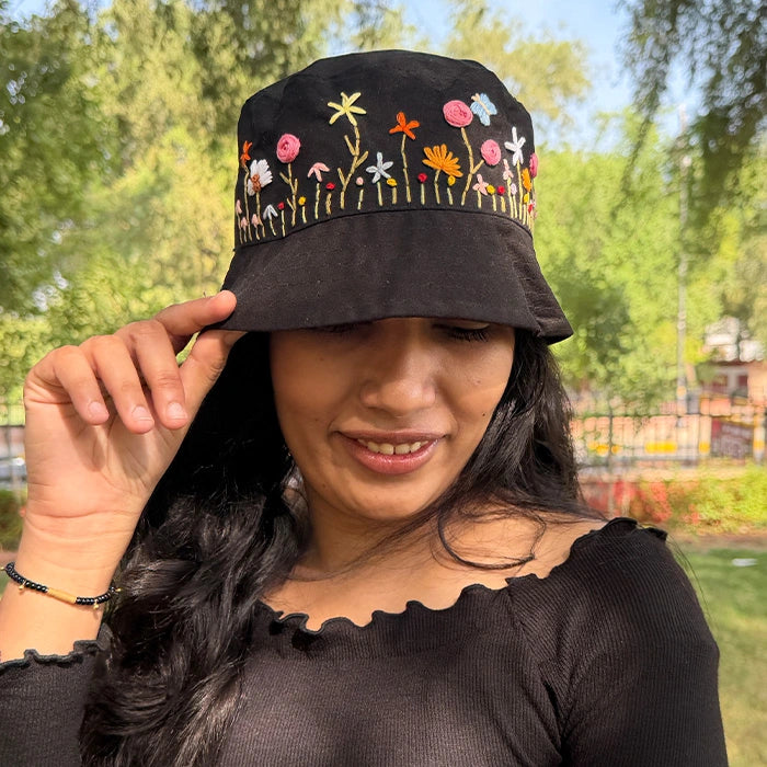 Flower Rebel Bucket Hat | Hand-Embroidered Floral Hat
