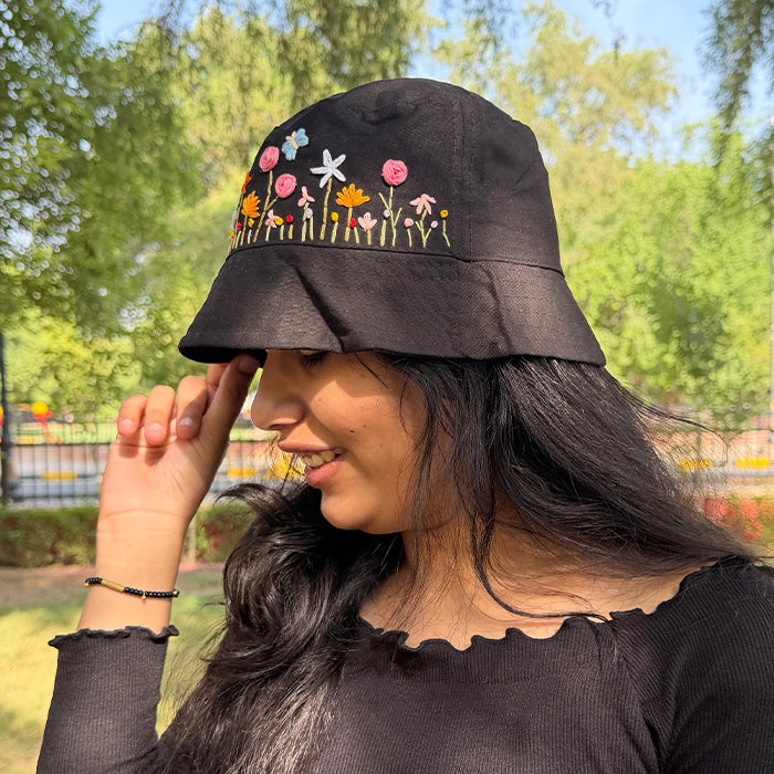 Flower Rebel Bucket Hat | Hand-Embroidered Floral Hat