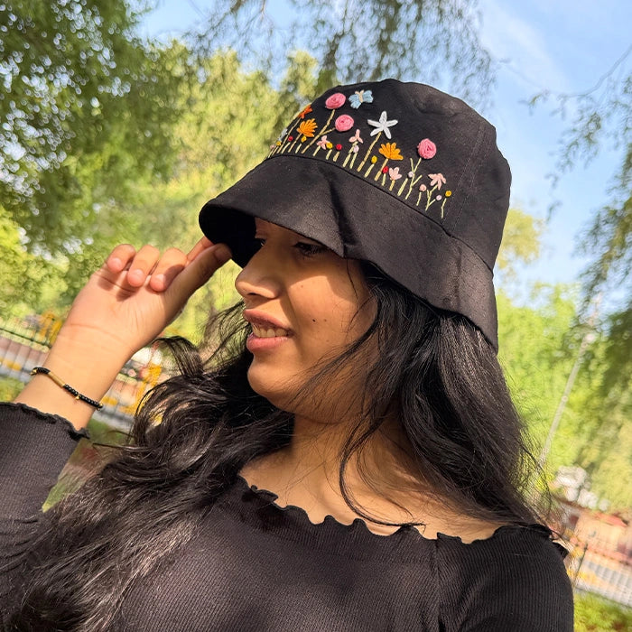 Flower Rebel Bucket Hat | Hand-Embroidered Floral Hat
