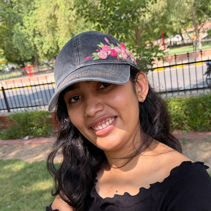 The Rose Affair - Floral Denim Cap
