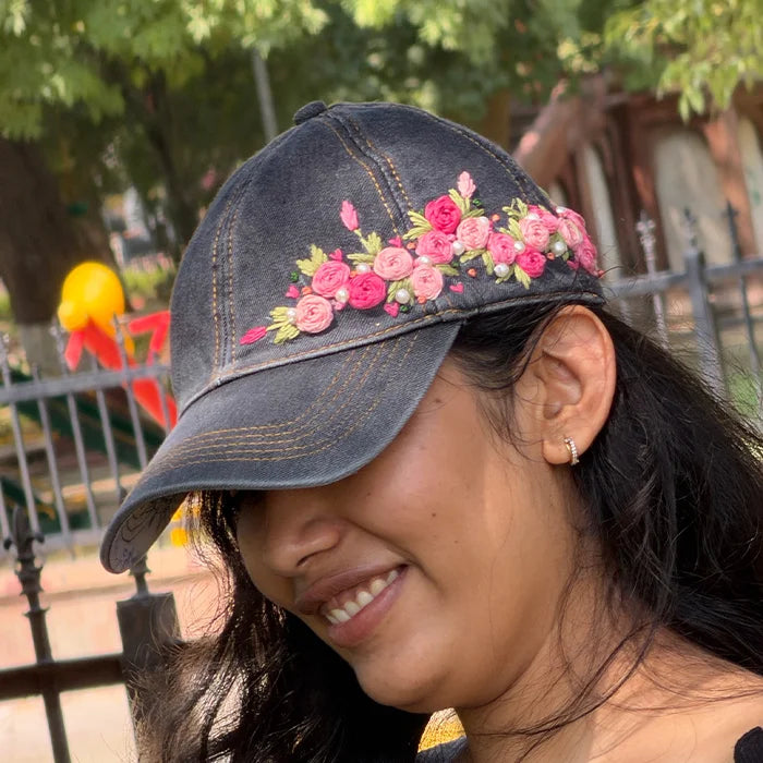 The Rose Affair - Floral Denim Cap