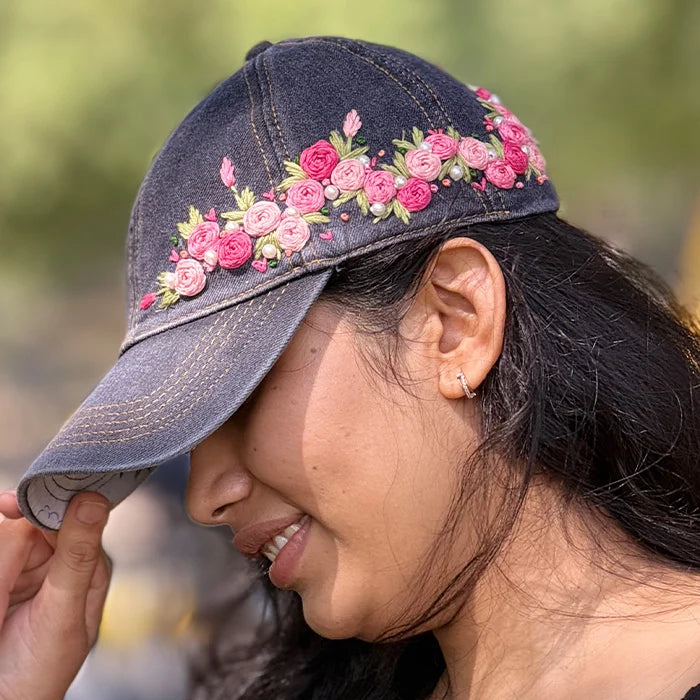 The Rose Affair - Floral Denim Cap