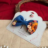 Neel Gul Mini Bow for Kids – Hand-Embroidered Blue Floral Hair Clip