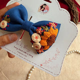 Neel Gul Mini Bow for Kids – Hand-Embroidered Blue Floral Hair Clip