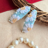 Seafoam Tic Tac Hair Clips – Hand-Embroidered Floral Clips for Girls