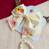 Buttercup Hand-Embroidered Hair Bow for Girls – Personalized Floral Bow