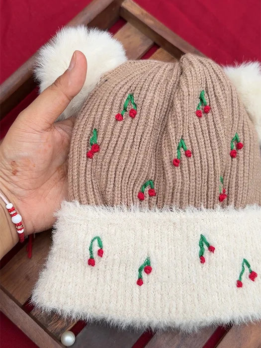 Cherry Puff Winter Cap | for Kids