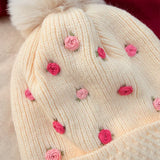 Pinkie Puff Winter Cap | Hand-Embroidered Winter Cap