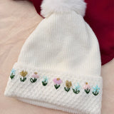 Winter Meadow Cap | Hand-Embroidered Floral Winter Cap