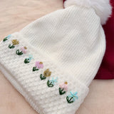 Winter Meadow Cap | Hand-Embroidered Floral Winter Cap