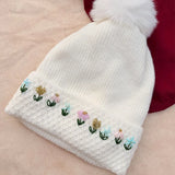Winter Meadow Cap | Hand-Embroidered Floral Winter Cap