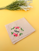 Ivory Rose Name Hankey – Hand Embroidered Personalised Gift