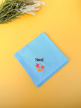 Trio Star Sky Blue Name Hankey – Hand Embroidered Personalised Gift