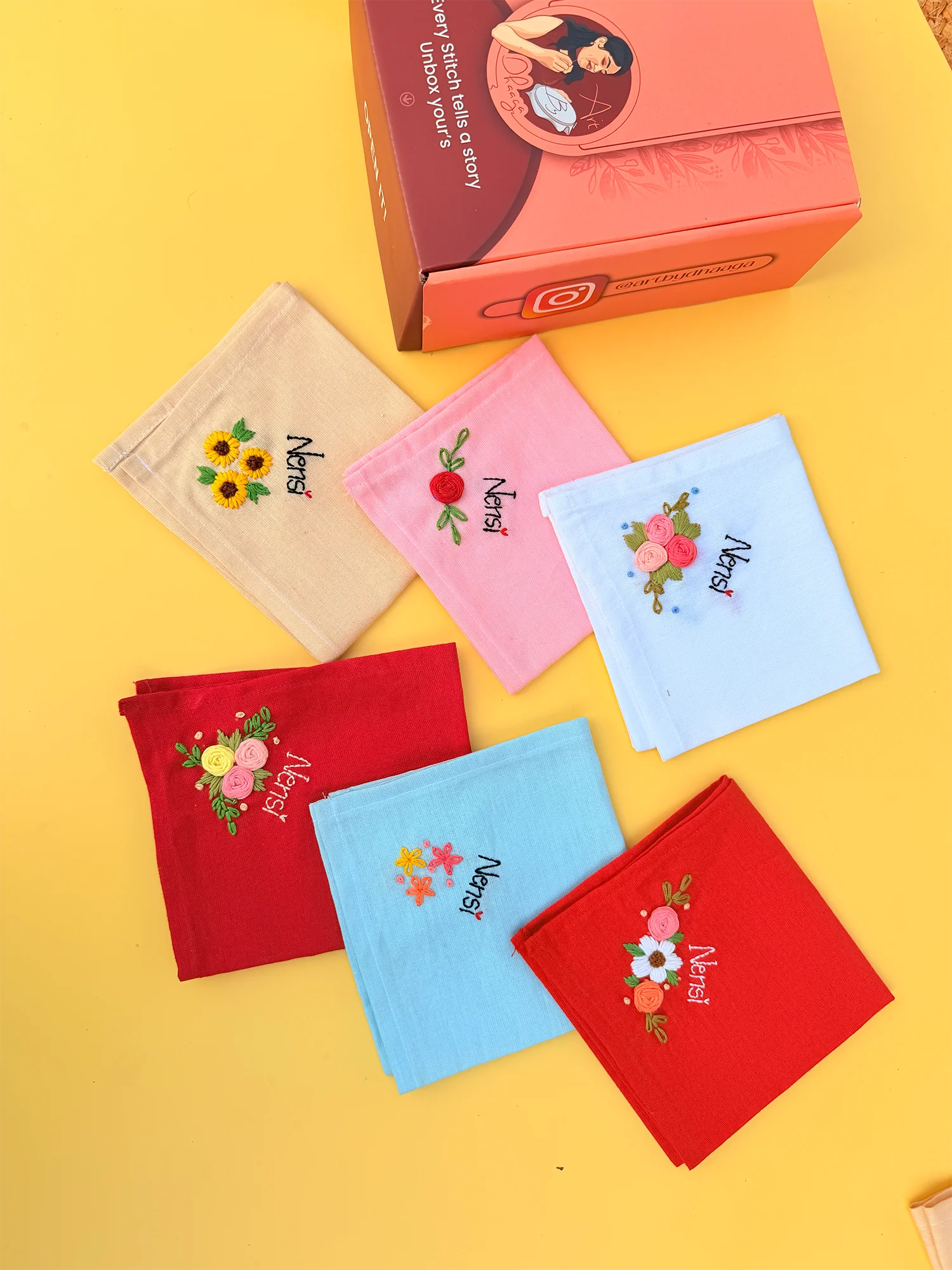 Bridal Harmony Set – Hand Embroidered Custom Hankey Gift Set