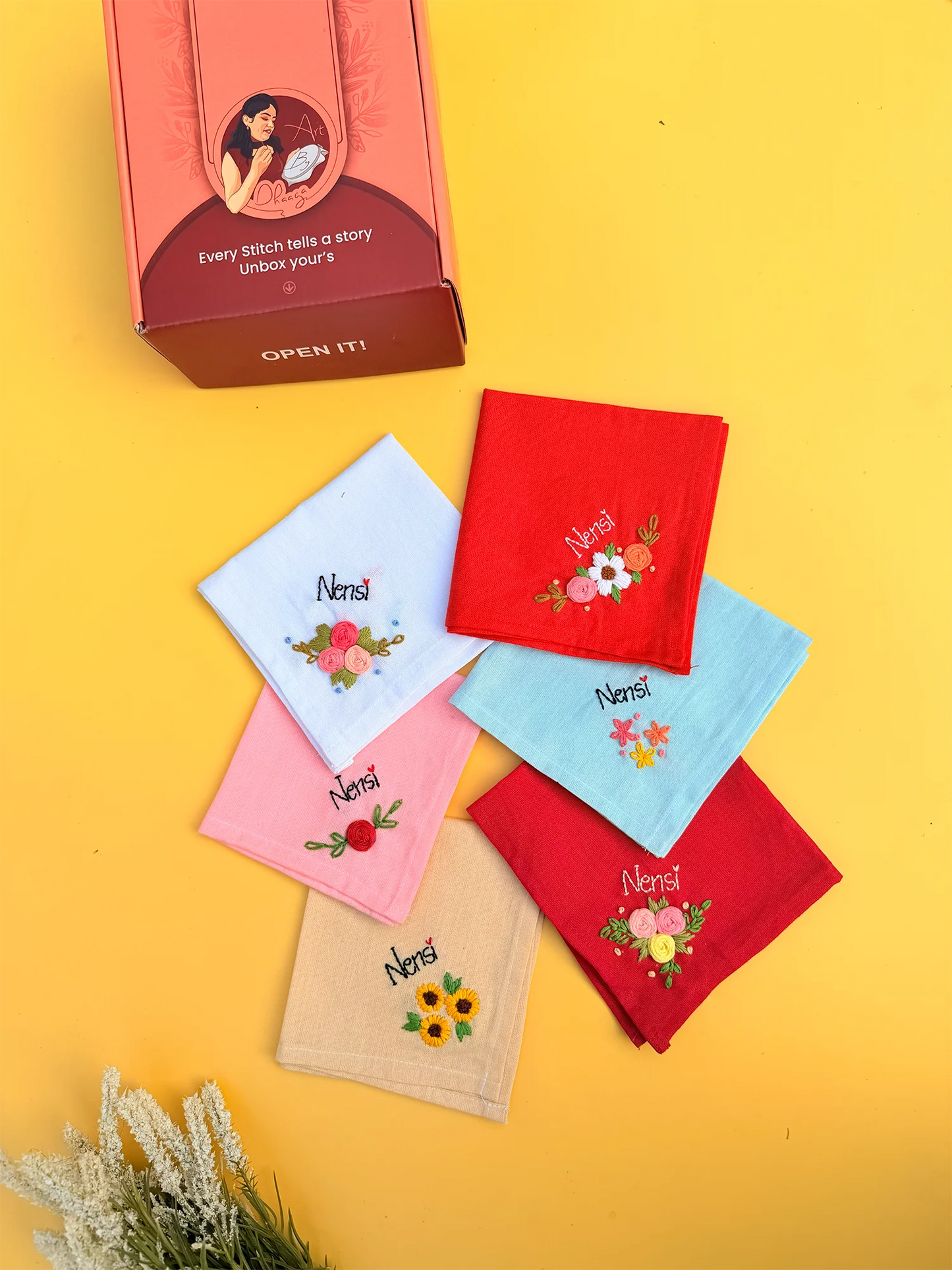 Bridal Harmony Set – Hand Embroidered Custom Hankey Gift Set
