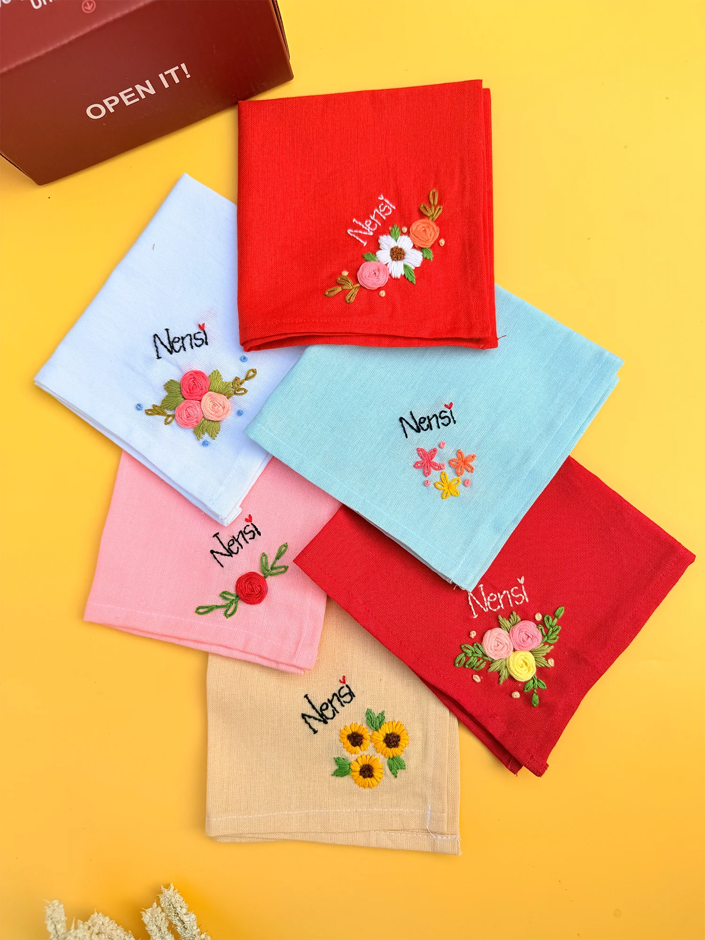 Bridal Harmony Set – Hand Embroidered Custom Hankey Gift Set