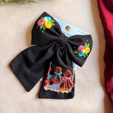 Saheli Black Bow – Hand Embroidered BFF Pearl Hair Bow