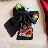 Saheli Black Bow – Hand Embroidered BFF Pearl Hair Bow