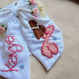 Jalpari White Bow – Hand Embroidered Personalized Pearl Hair Bow