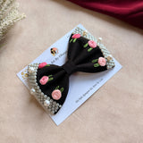Black Noor Mini Pearl Bow