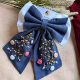 Aaradhya Denim Blue Hand Embroidered Bow Hairband