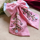 Aaradhya Pink Hand Embroidered Bow Hairband