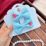 Aqua Rose Twins | Hand-Embroidered Floral Hair Bow Set