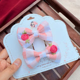 Checkmate Twins | Hand-Embroidered Gingham Bow Set