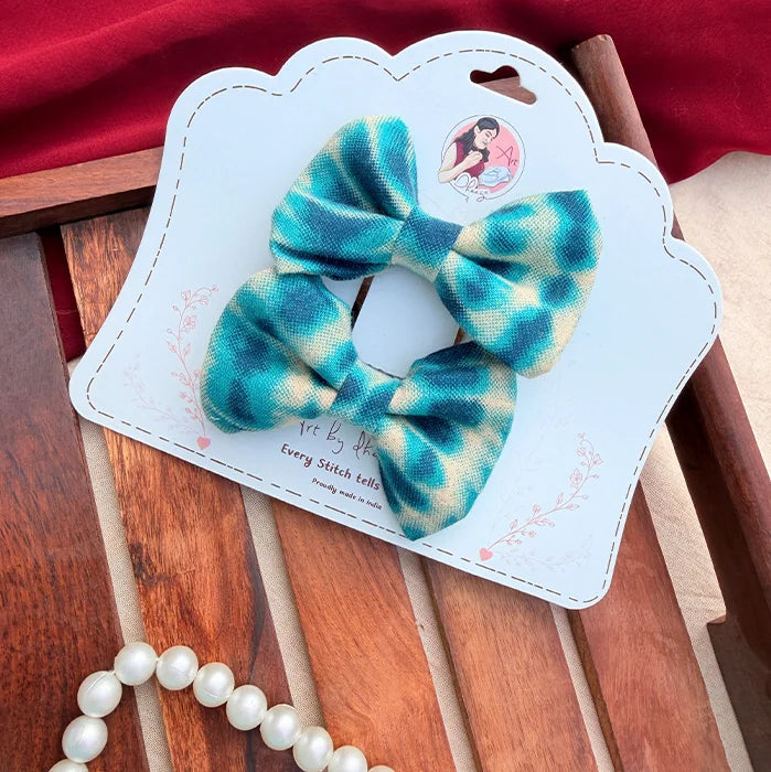 Tropical Twins | Printed Fabric Hair Bow Set for Women