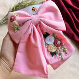 Pinkey Hand Embroidered Floral Bow Hair Clip