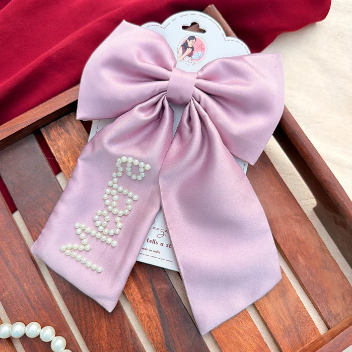Lilac Bride Bow | Pearl-Embellished Bridal Statement Hair Bow