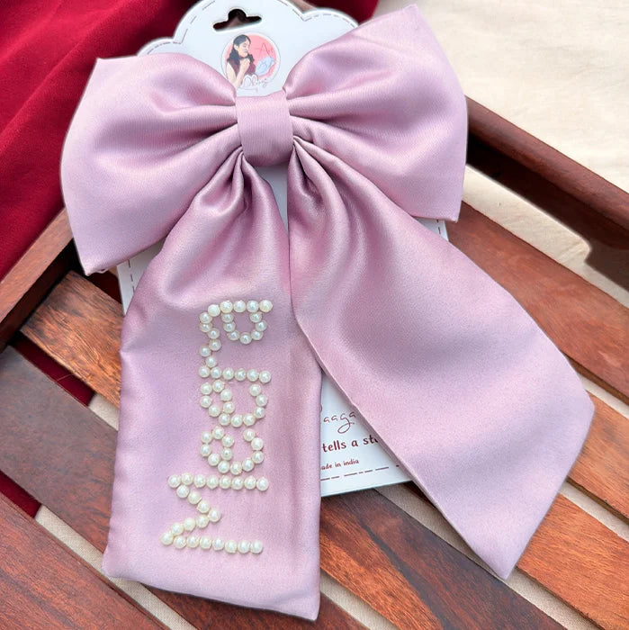 Lilac Bride Bow | Pearl-Embellished Bridal Statement Hair Bow