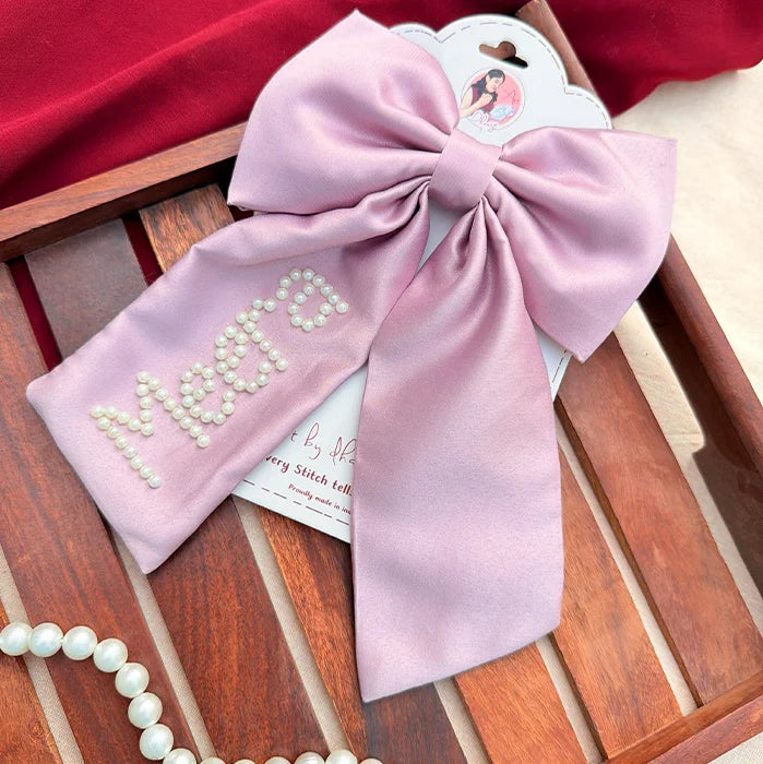 Lilac Bride Bow | Pearl-Embellished Bridal Statement Hair Bow