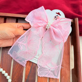 Fluttering Pink | Floral Lace Statement Hair Bow