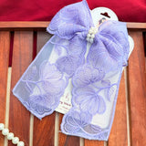 Fluttering Purple | Floral Lace Statement Hair Bow with Pearl Detail