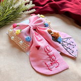 Aaina Pink Personalized Hand Embroidered Bow Hair Clip