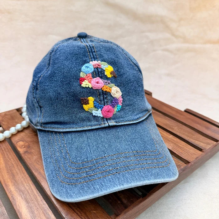 Daisy Doodle Cap | Hand-Embroidered Floral Denim Cap