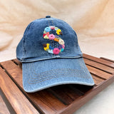 Daisy Doodle Cap | Hand-Embroidered Floral Denim Cap
