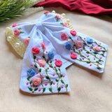 Apsara White Hand Embroidered Floral Bow Hair Clip