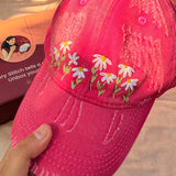 Daisy Darling – Hand-Embroidered Floral Pink Cap